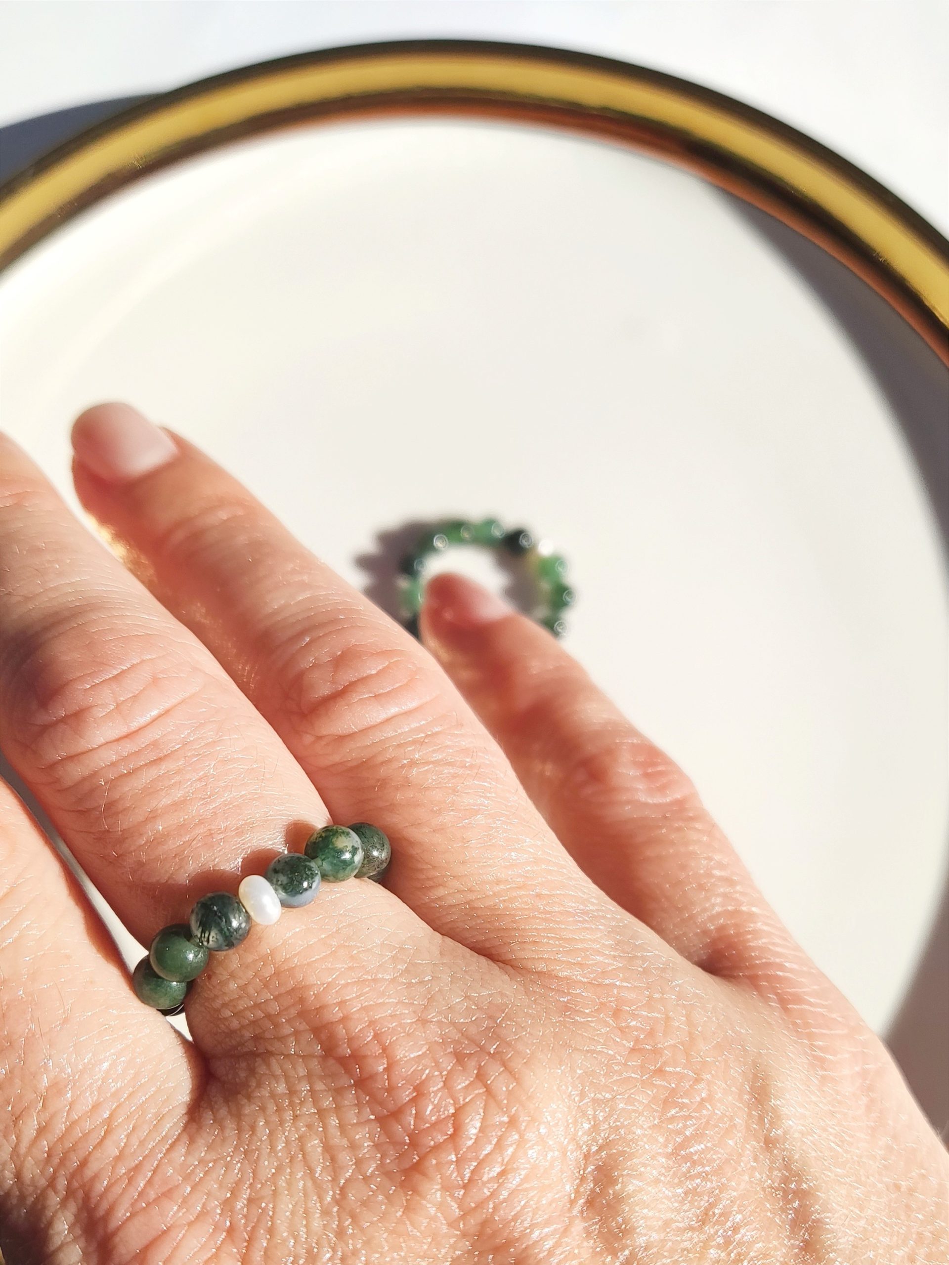 Zeleni moss Ahat - elastični prstan - slika 3