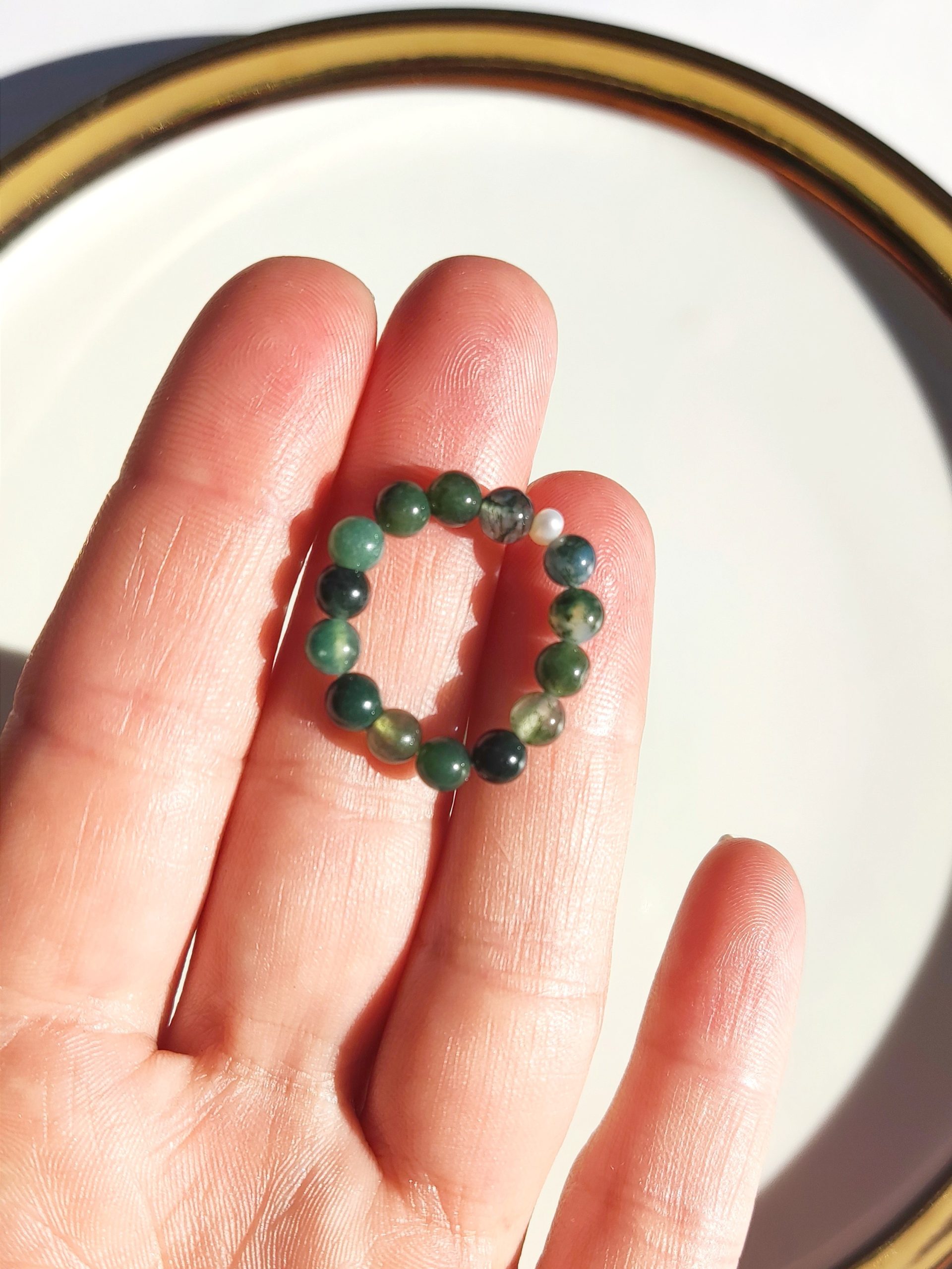 Zeleni moss Ahat - elastični prstan - slika 2