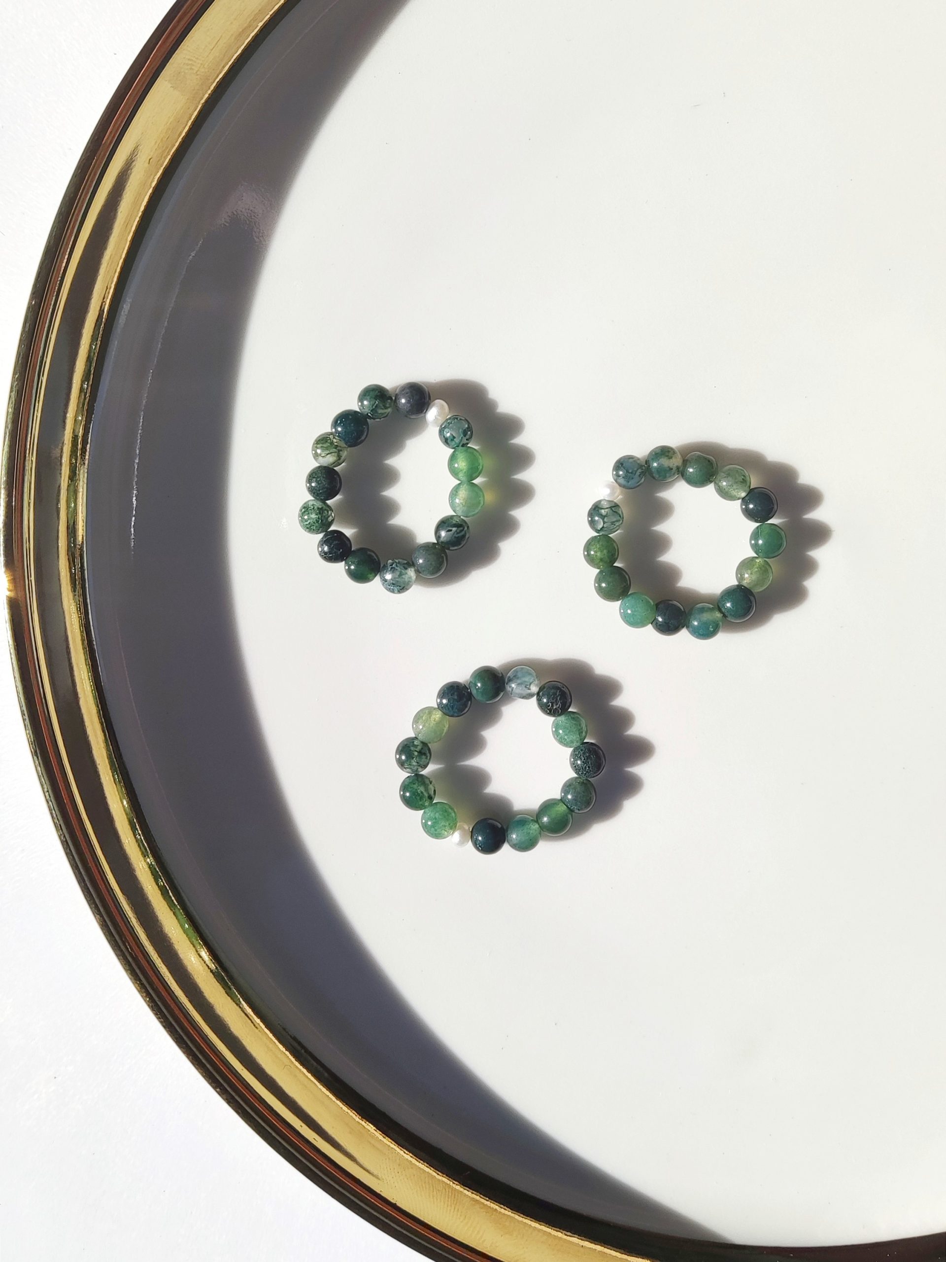 Zeleni moss Ahat - elastični prstan